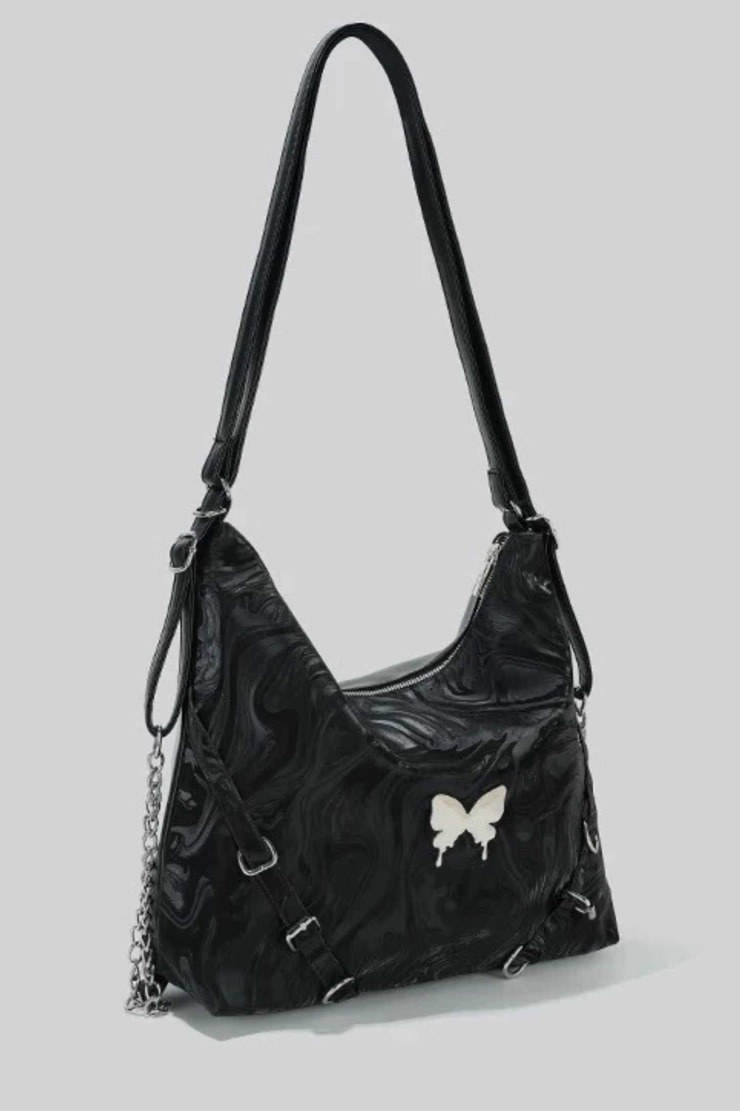 Silver Butterfly Wan Shoulder Bag