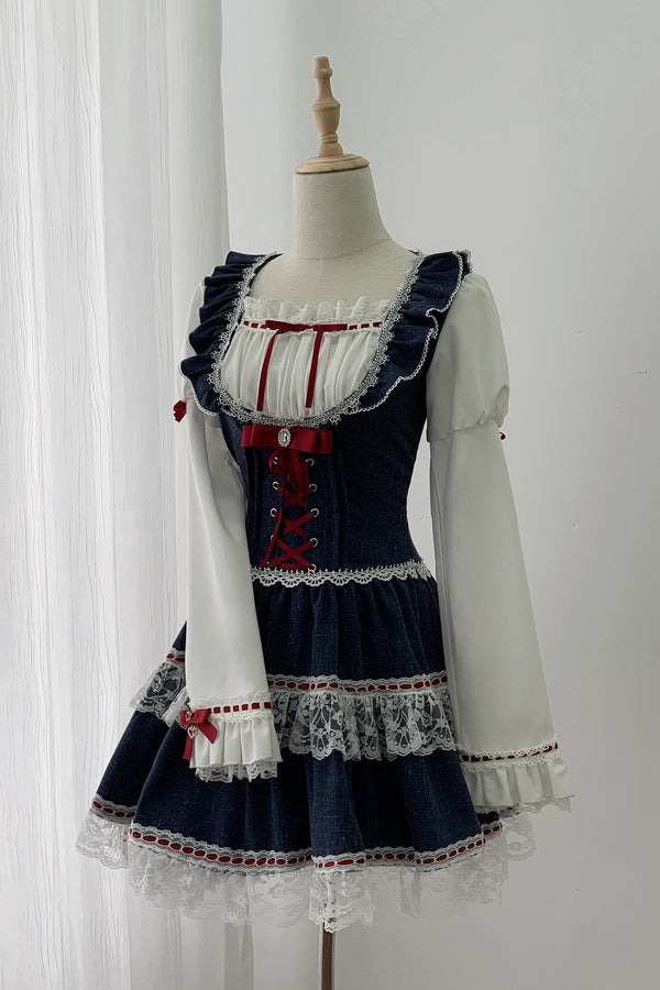 【12月15日予約締切】スノーホワイト白雪姫ジュリエットスリーブドレス＋アクセサリー