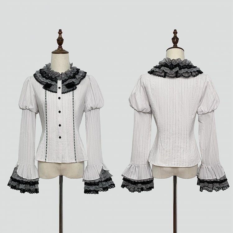 [Pre-order Deadline: May 19] Gray-Black Classic Lolita Top, JSK One-Piece & Bow Tie 3-Piece Ensemble
