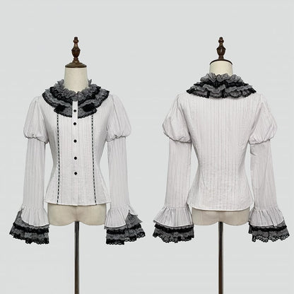 [Pre-order Deadline: May 19] Gray-Black Classic Lolita Top, JSK One-Piece & Bow Tie 3-Piece Ensemble