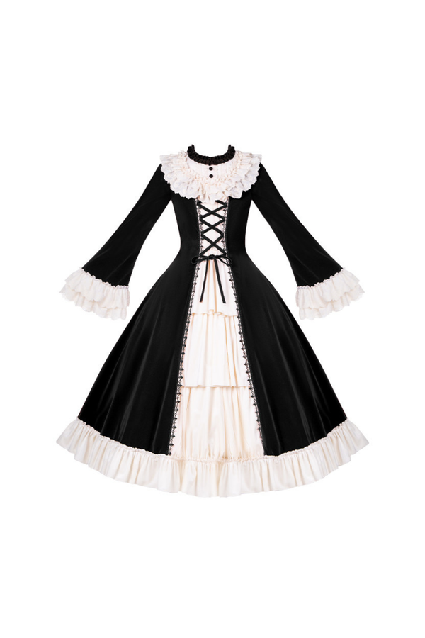 クラシカルエレガントドレス+カラー+リボン+ハット