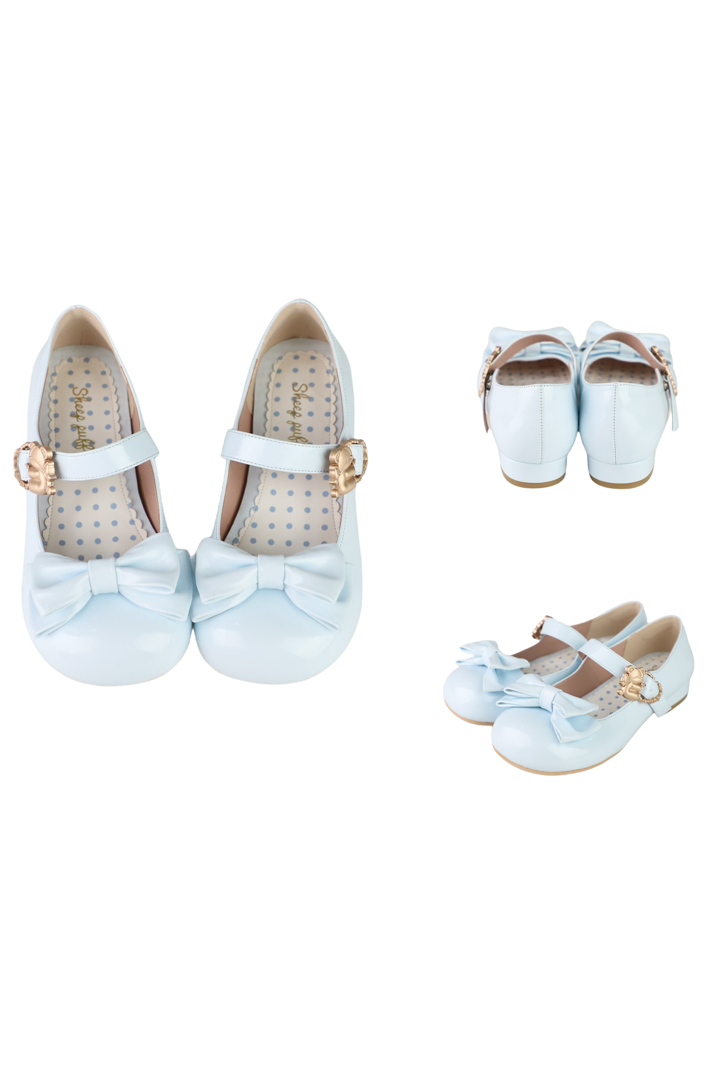 Glossy Sheep Bowknot Shoes
