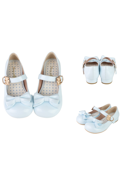Glossy Sheep Bowknot Shoes