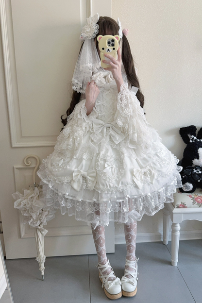 Sweetheart Lolita Dress + Ribbon + Veil