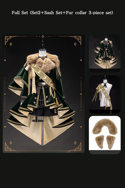 【12月7日予約締切】Dark Green & Gold Royal Prince-Style Military Lolita Set 1/2 + Full Set Ouji Fashion