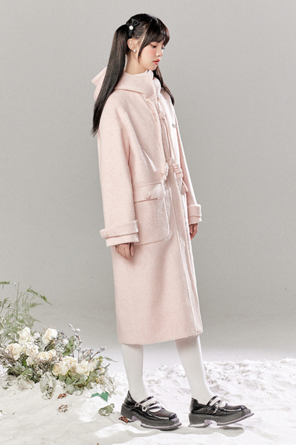 French Single Brest Food Long Wool Coat