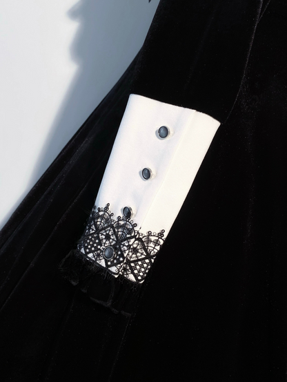 【3月1日予約締切】ムーンクロスジュリエットスリーブブラックベルベットゴシックドレス＋アクセサリー