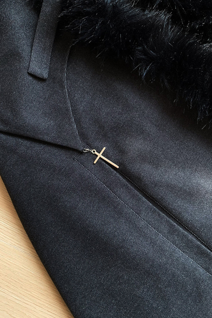 ダークゴシックフリースフードマント