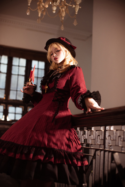 Retro Striped Elegant Gothic Lolita Dress