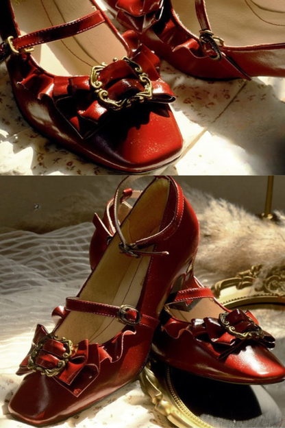 レザーリボンフリルロリータヒール