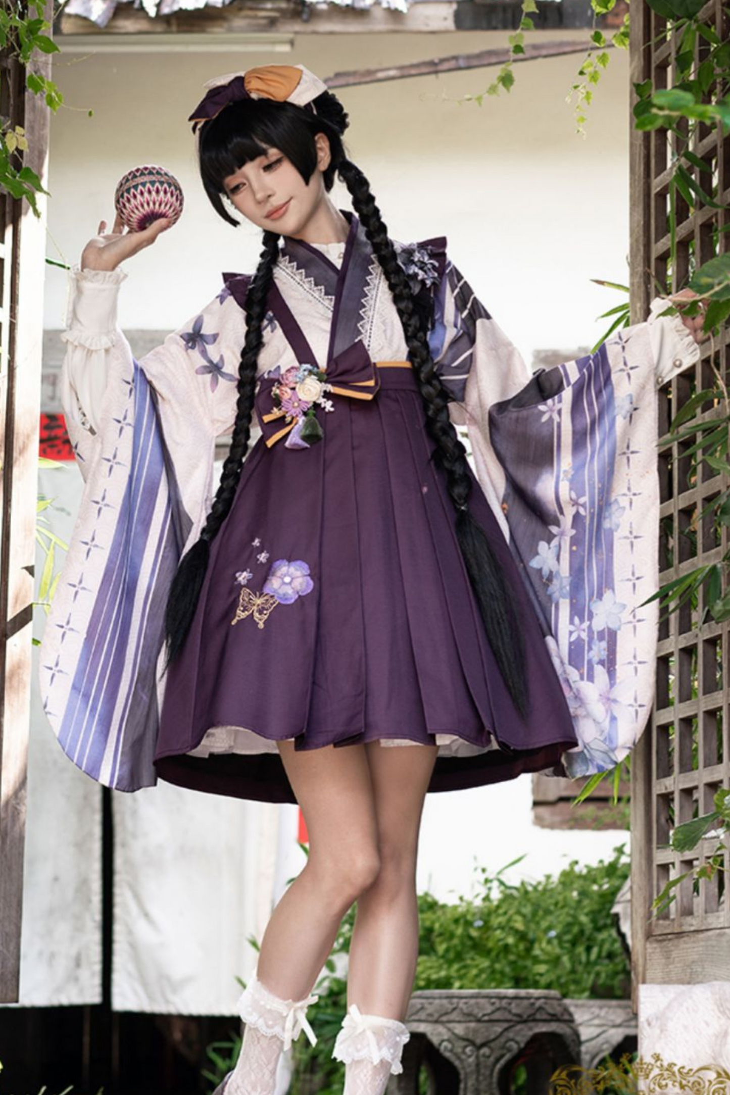 レトロ手毬和装トップス