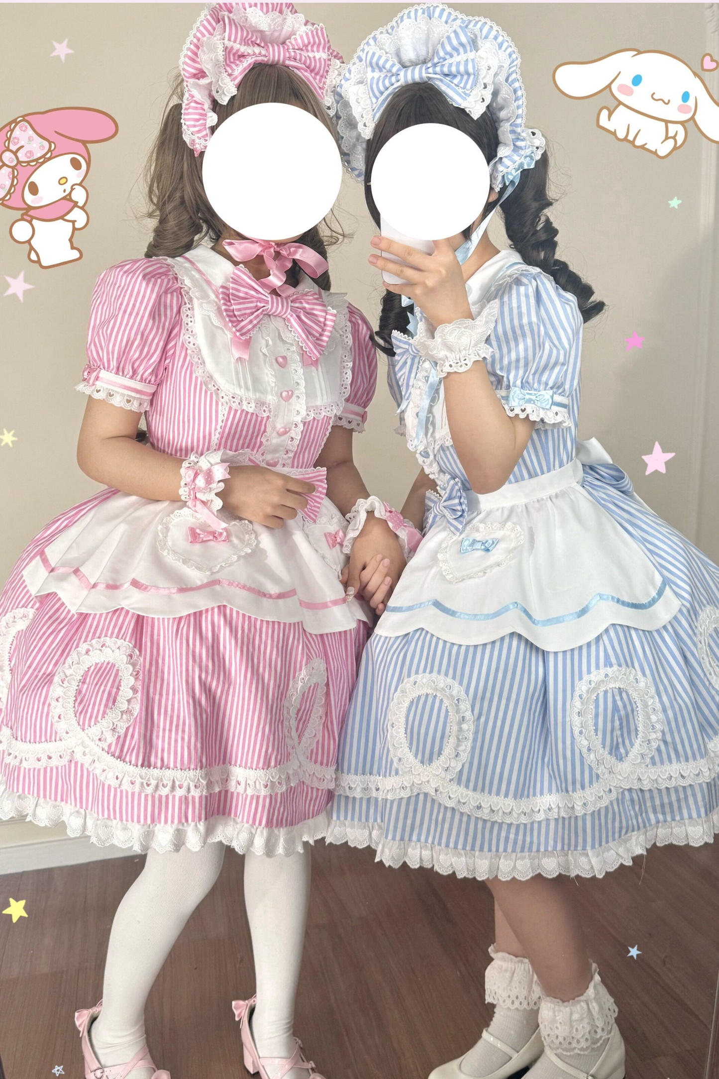 [Vorbestellung] Retro-Puppenartiges Lolita-Kleid + Haarband + Clip + Haube + Hut