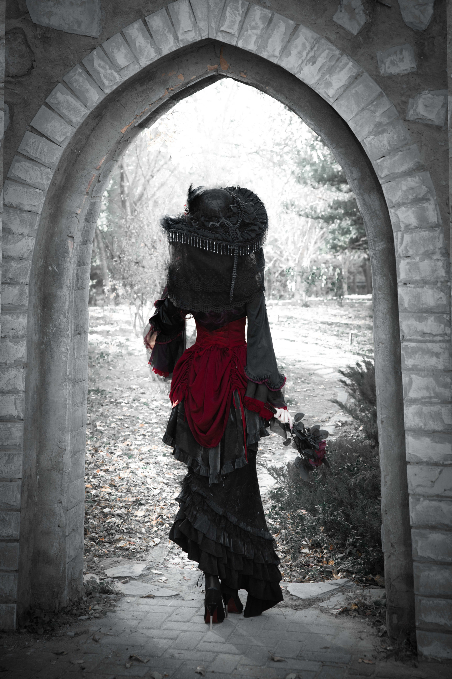 ダークフラワーゴシックロリータセットアップ