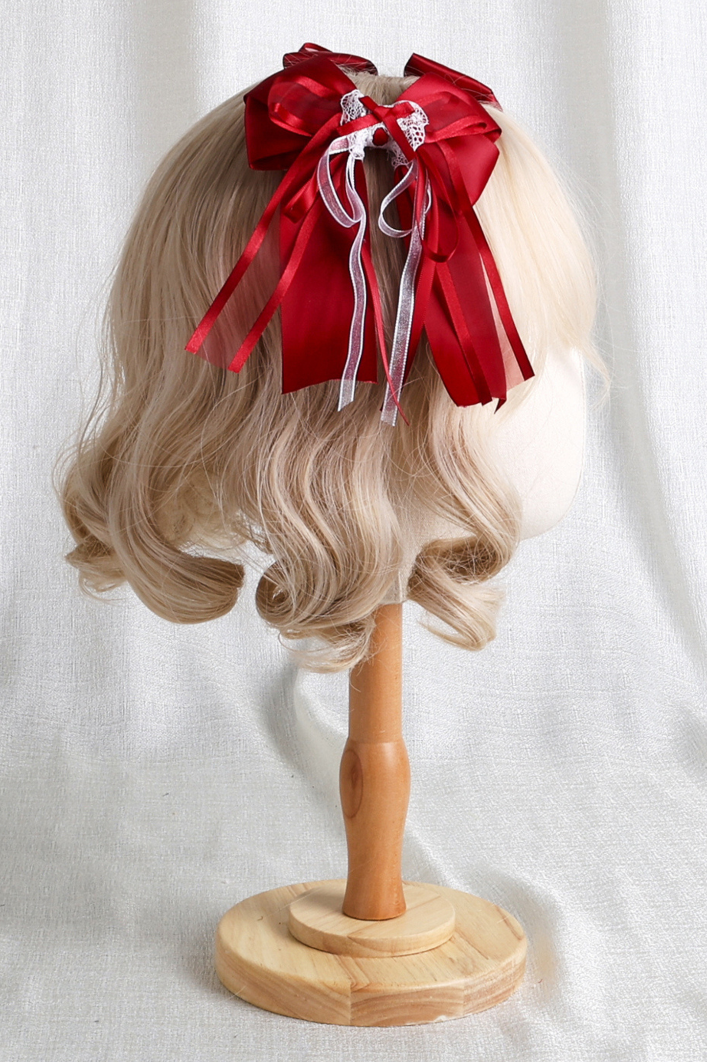 ローズレースロリータボンネット+ハット+ヘアバンド+クリップハット+クラウン