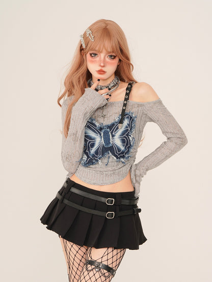 Black Swan Girl Style Double Belt Short Skirt [Reserved Item