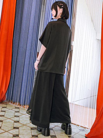 China Layered Drape Wide Leg Pants