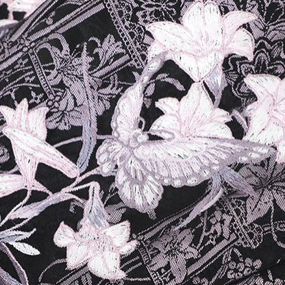 【9月8日予約締切】Black x Purple / White x Purple Lily Embroidery Stained Glass China Lolita Elegant Bow JKS Dress