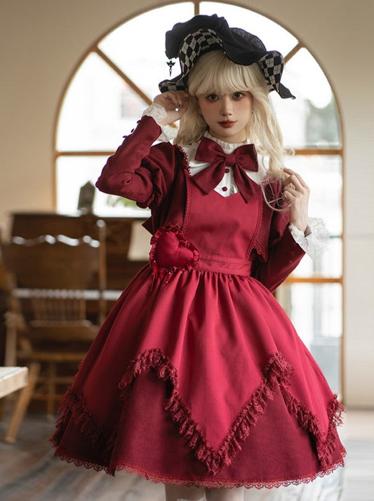 Witch Shop OP] withpuji original design Gothic college fake two-piece lolita long-sleeved dress