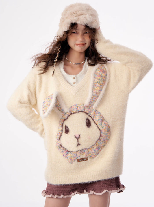 Big rabbit face oversized knit