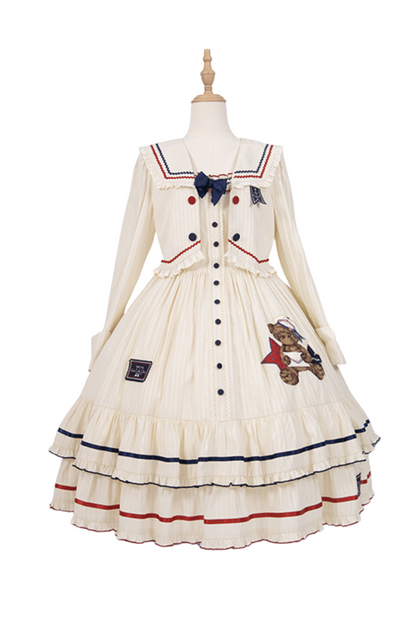 [Reservation Item] Marine Bear Design Doll Lolita Dress + Tie Top