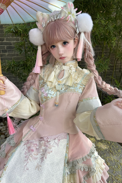 China Style Girl Lolita Top + Skirt + Catsuit + Clips