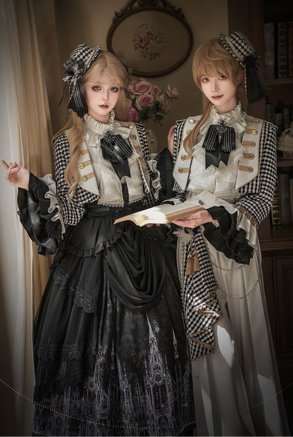【予約商品】チャーチクワイアゴシックロリータハウンドストゥースドレスアンドプリンススーツフルセット＋コンプリートセット＋ハット