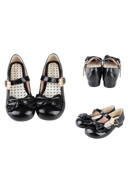 Glossy Sheep Bowknot Shoes