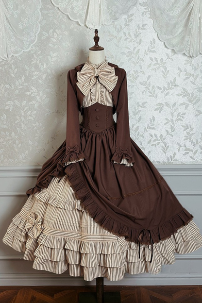 【12月23日予約締切】ビクトリアデュークエレガントクラシックフリルスタンドカラーリボンシャツ