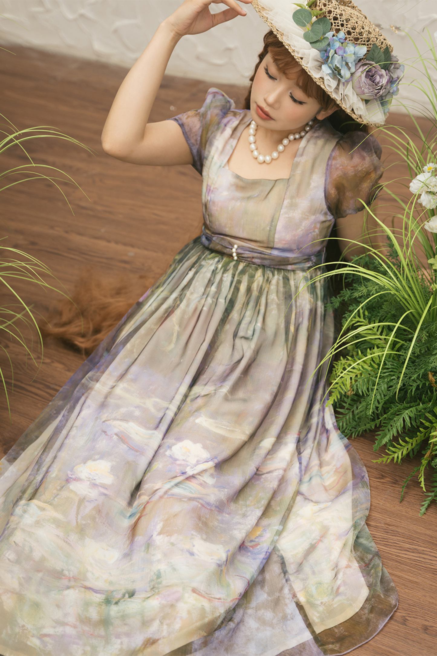 マーブルアートハイウエストマークロリータドレス