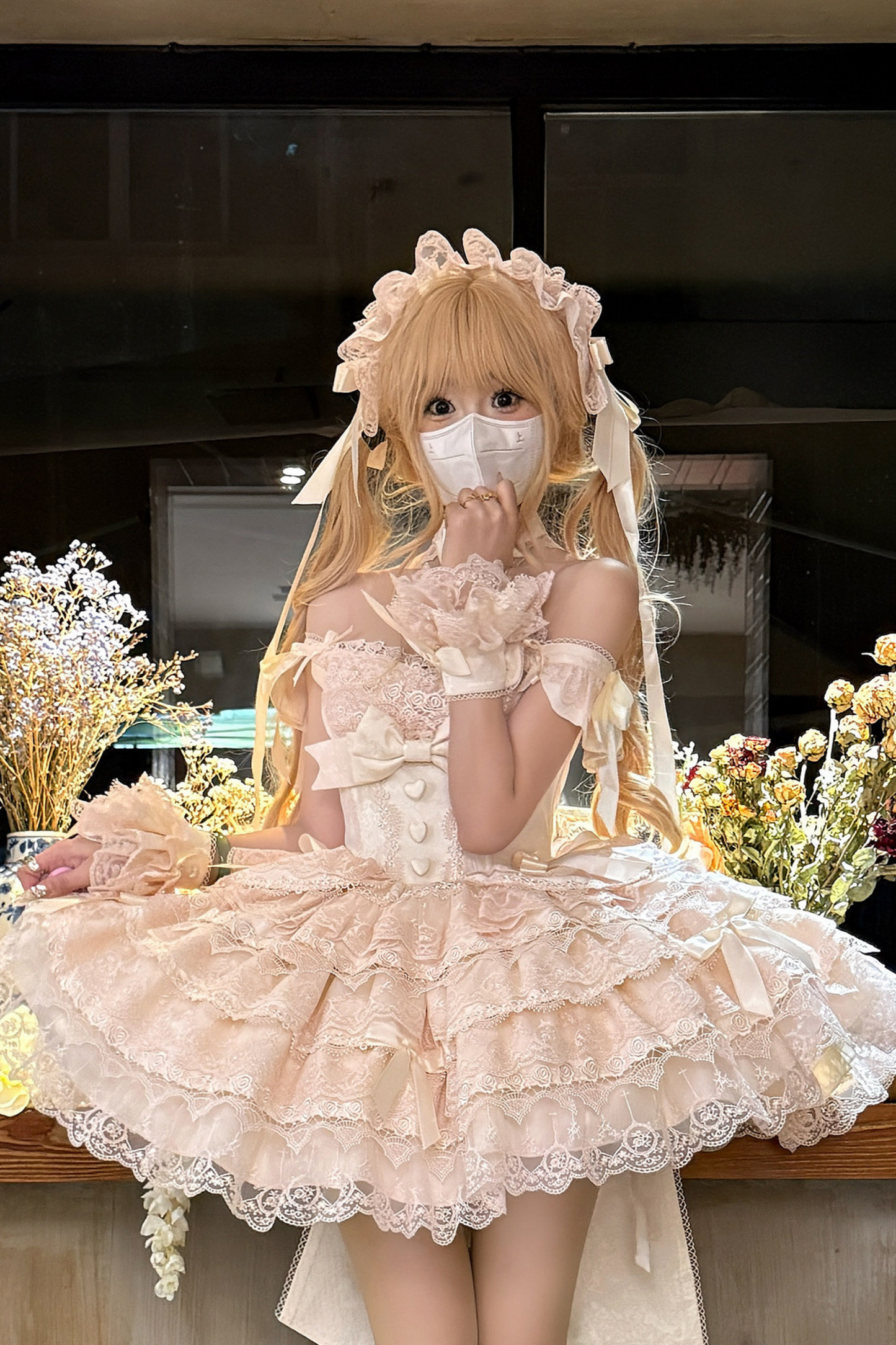 【予約商品】プリンセスバレエケーキロリータドレス+ヘアバンド+ネックレス+スリーブ+テール