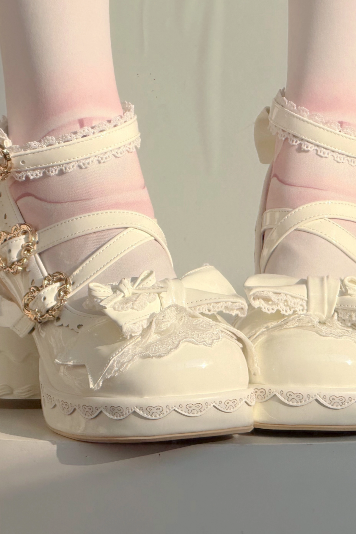 リボンレースロリータクリスタルヒール