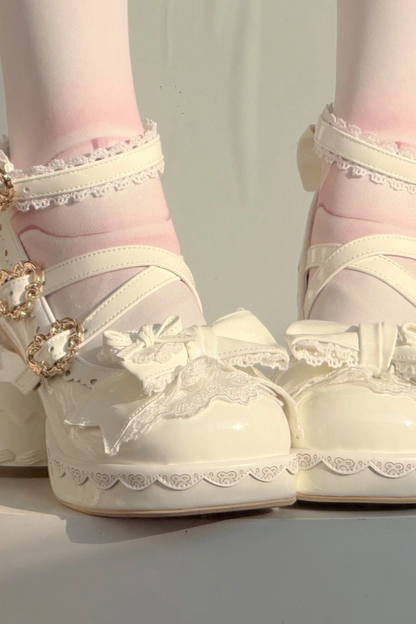 リボンレースロリータクリスタルヒール