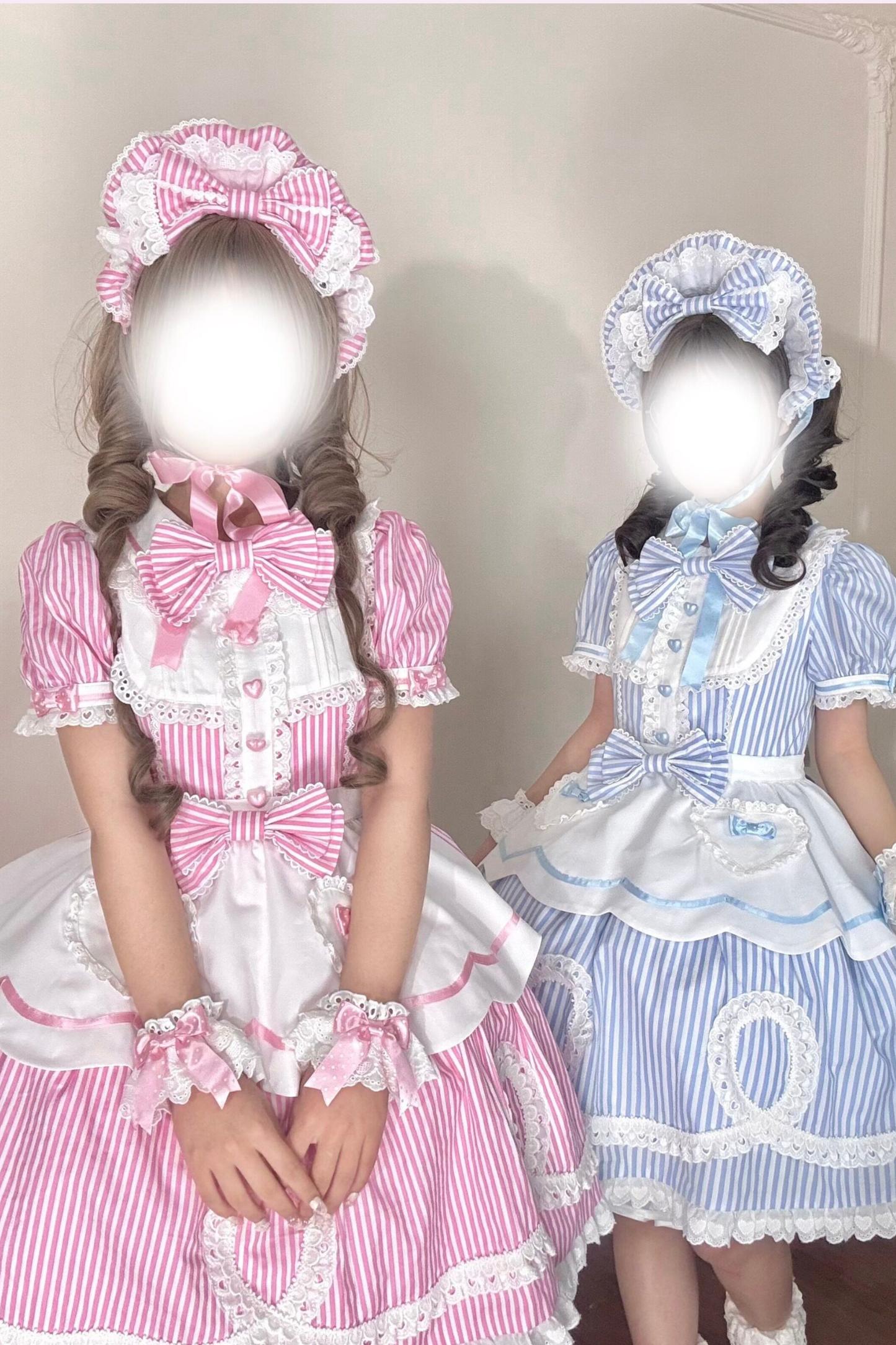 [Vorbestellung] Retro-Puppenartiges Lolita-Kleid + Haarband + Clip + Haube + Hut
