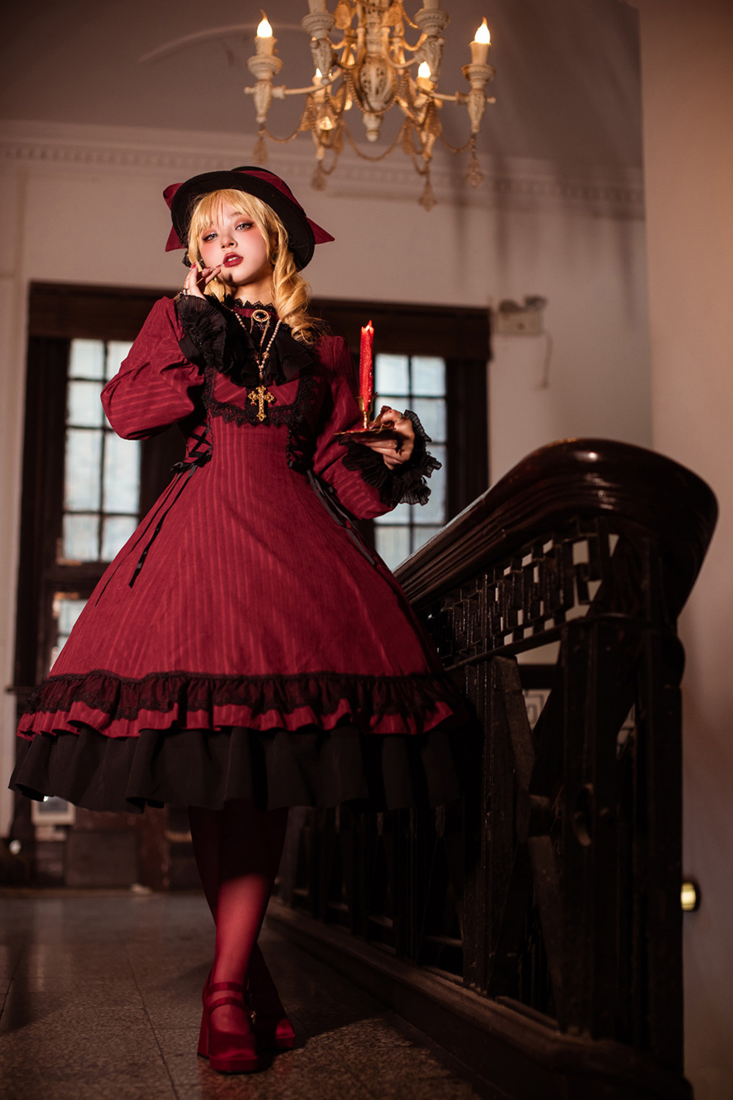 Retro Striped Elegant Gothic Lolita Dress