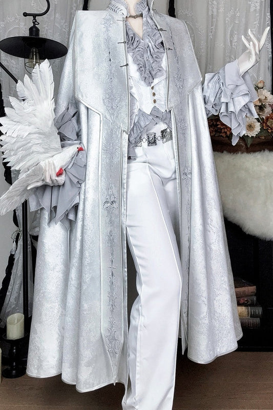 【9月13日予約締切】Silver & White Royal Embroidery Gothic Prince Cape Coat