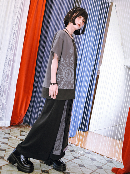 China Layered Drape Wide Leg Pants