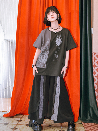 China Layered Drape Wide Leg Pants