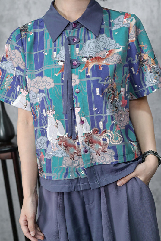 タッセルシャツ+キュロット