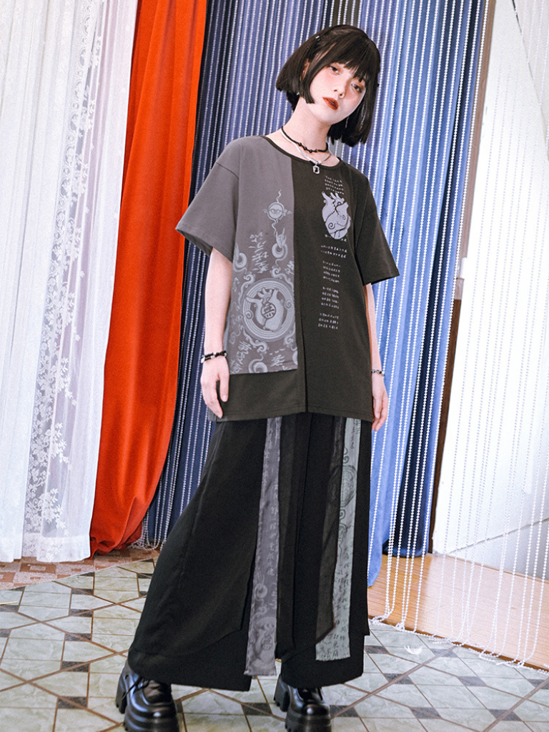 China Layered Drape Wide Leg Pants