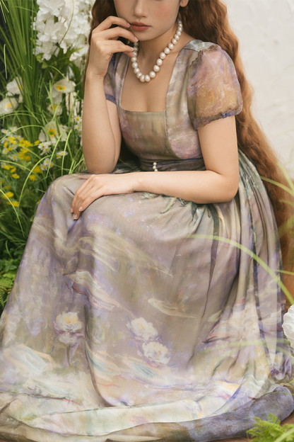 マーブルアートハイウエストマークロリータドレス