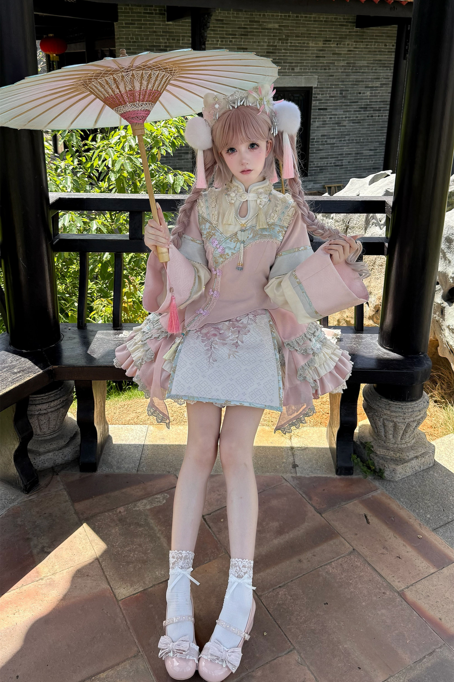 China Style Girl Lolita Top + Skirt + Catsuit + Clips