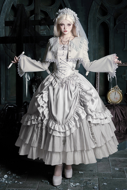 ゴシックロリータスカート+コルセット+ベール+ネックレス+ウエストチェーン