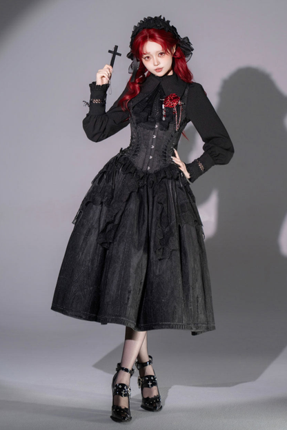 【4月19日预售截止】哥特蕾丝连衣裙+胸衣+裙子+上衣+发带+帽子+胸针