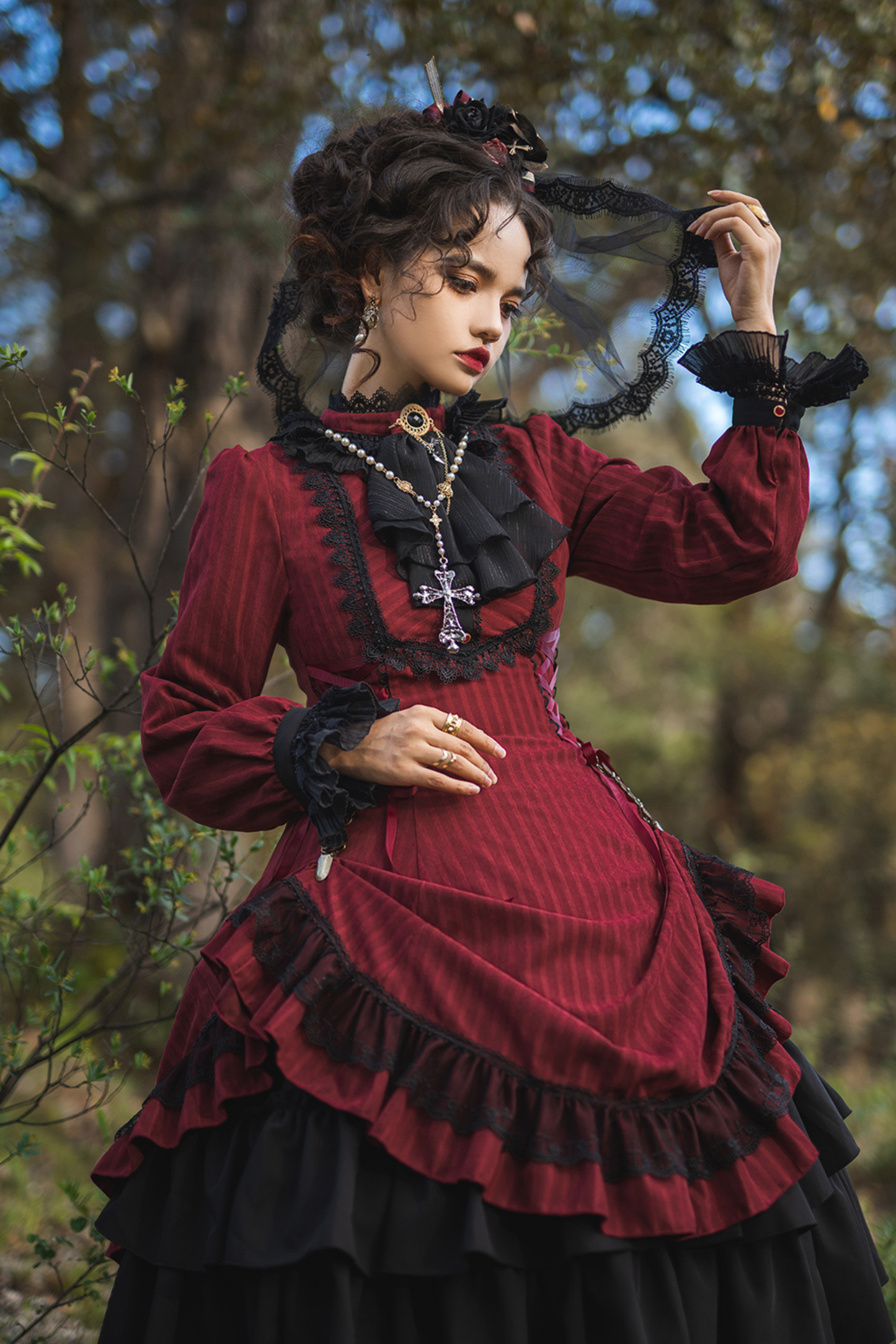 Retro Striped Elegant Gothic Lolita Dress