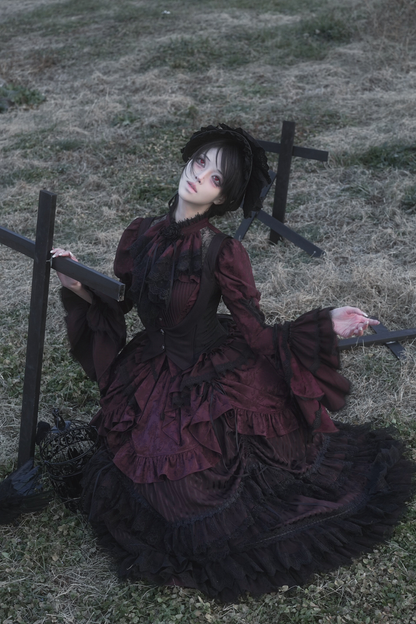 [3월 16일 예약마감] 빅토리아 릴리스 고딕 로리타 셔츠 + 조끼 + 스커트