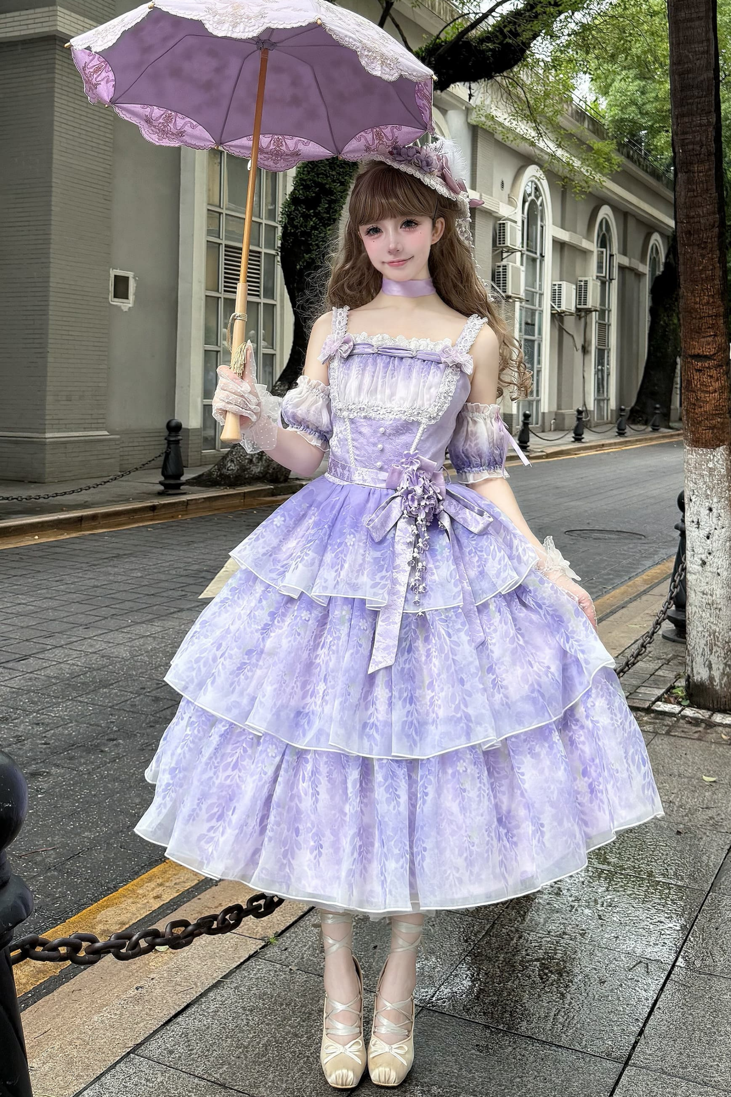 【予約商品】バレエスタイルエレガントドレス+ハット+ヘアバンド+リボンテール