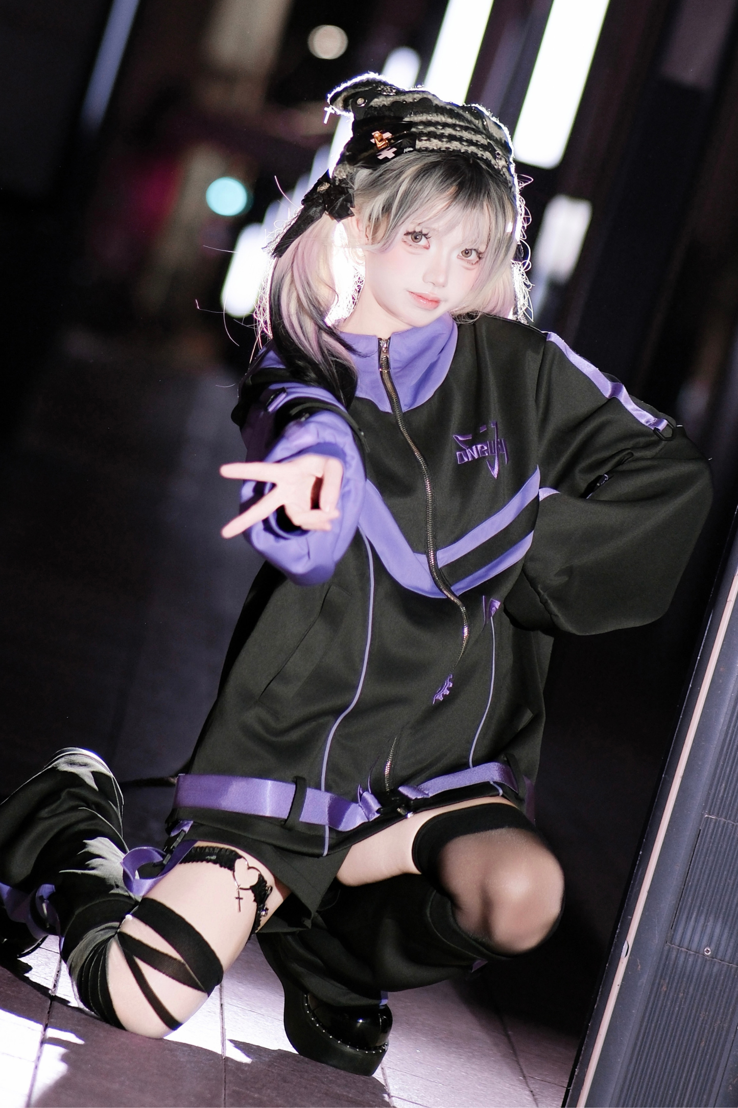 サブカルサイバージャケット+ショートパンツ+レッグカバー