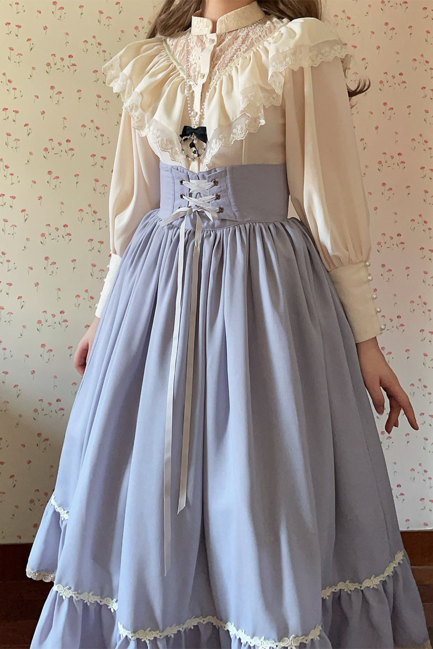 Sketch Wild Rose Elegant Herringbone Lolita Skirt