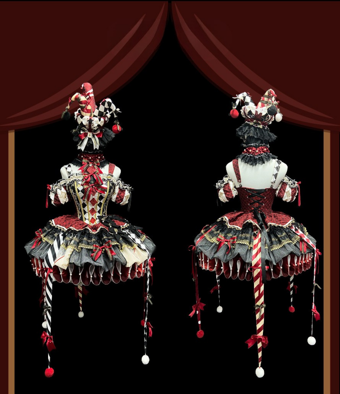 【12月26日予約締切】サーカスクイーンブラックアンドレッドロリータピエロドレス＋フルセットA/B