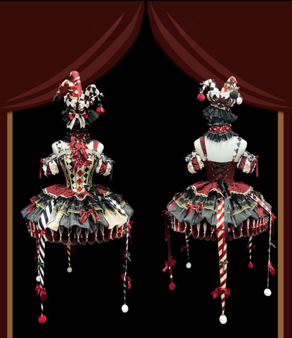 【12月26日予約締切】サーカスクイーンブラックアンドレッドロリータピエロドレス＋フルセットA/B